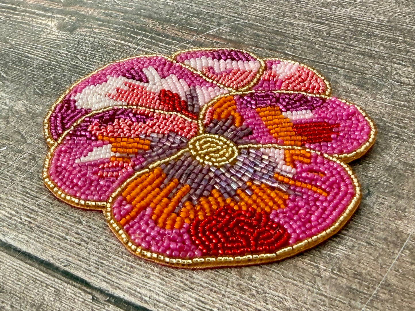 Set of 2 Beaded Flower Coasters