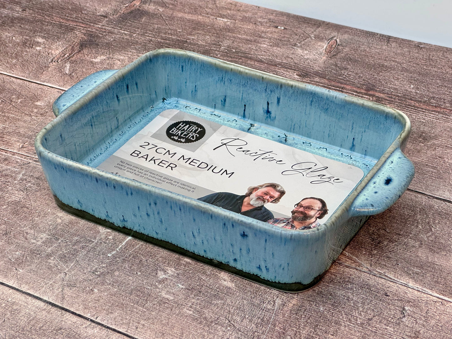 Hairy Bikers Medium Blue Rectangular Baking Dish with Mottled Bottom, 27cm