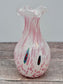 Pink Speckled Glass Murano Style Vase, 15cm