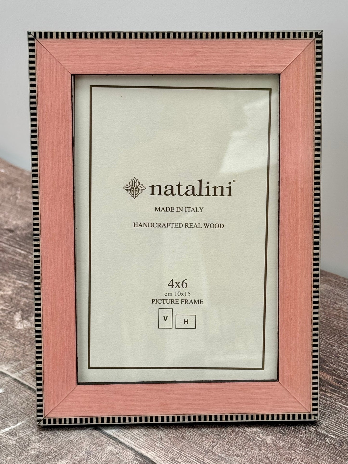 Natalini Pink with Outer Chequered Border Photo Frame, 4 x 6