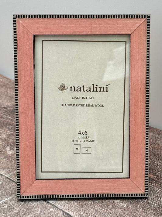 Natalini Pink with Outer Chequered Border Photo Frame, 4 x 6