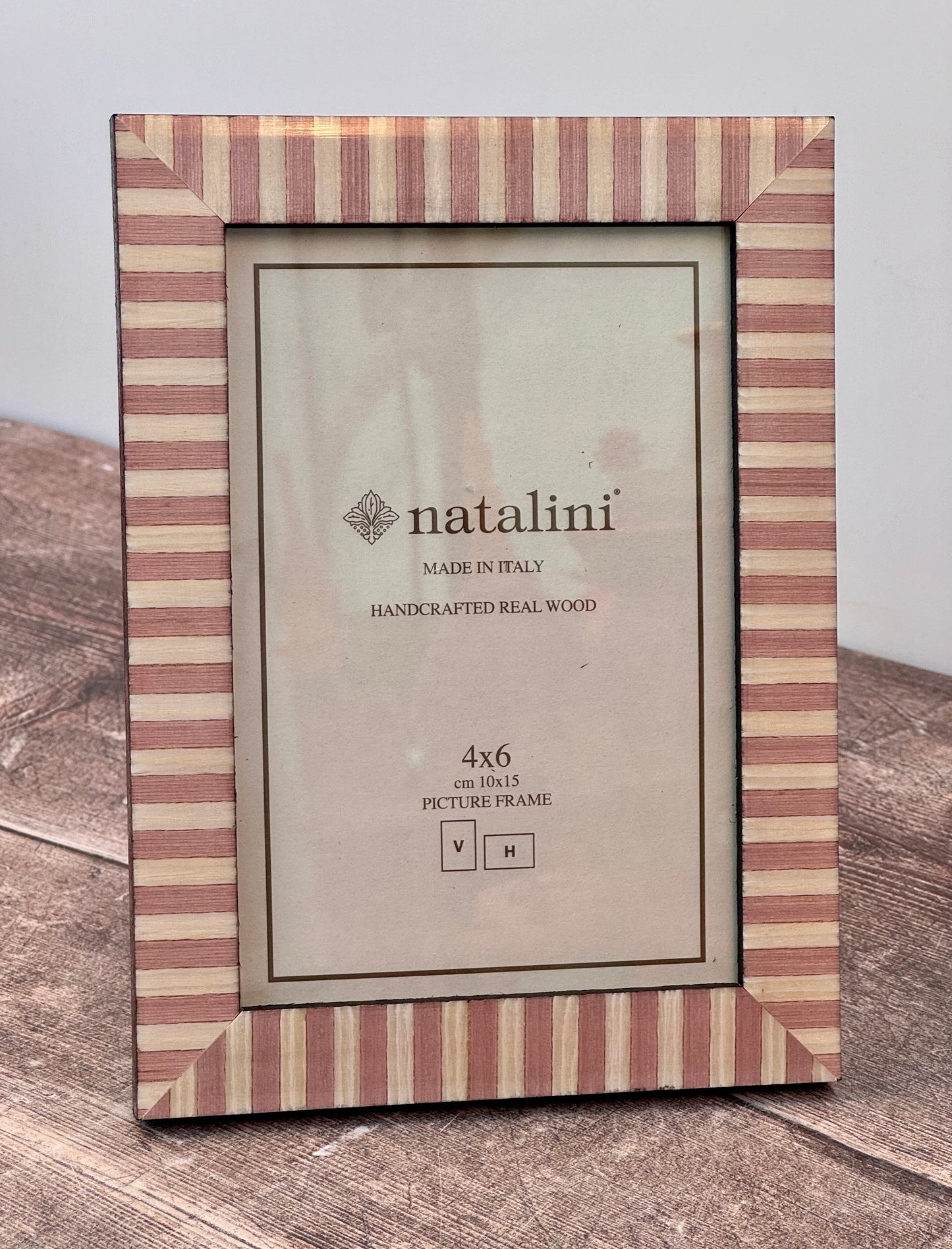 Natalini Pink and White Striped Photo Frame 4 x 6