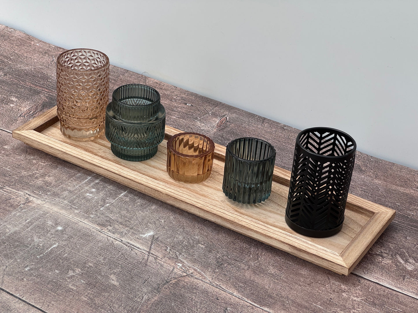 Tray with 5 Tea Light Candle Holders