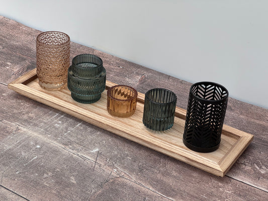 Tray with 5 Tea Light Candle Holders