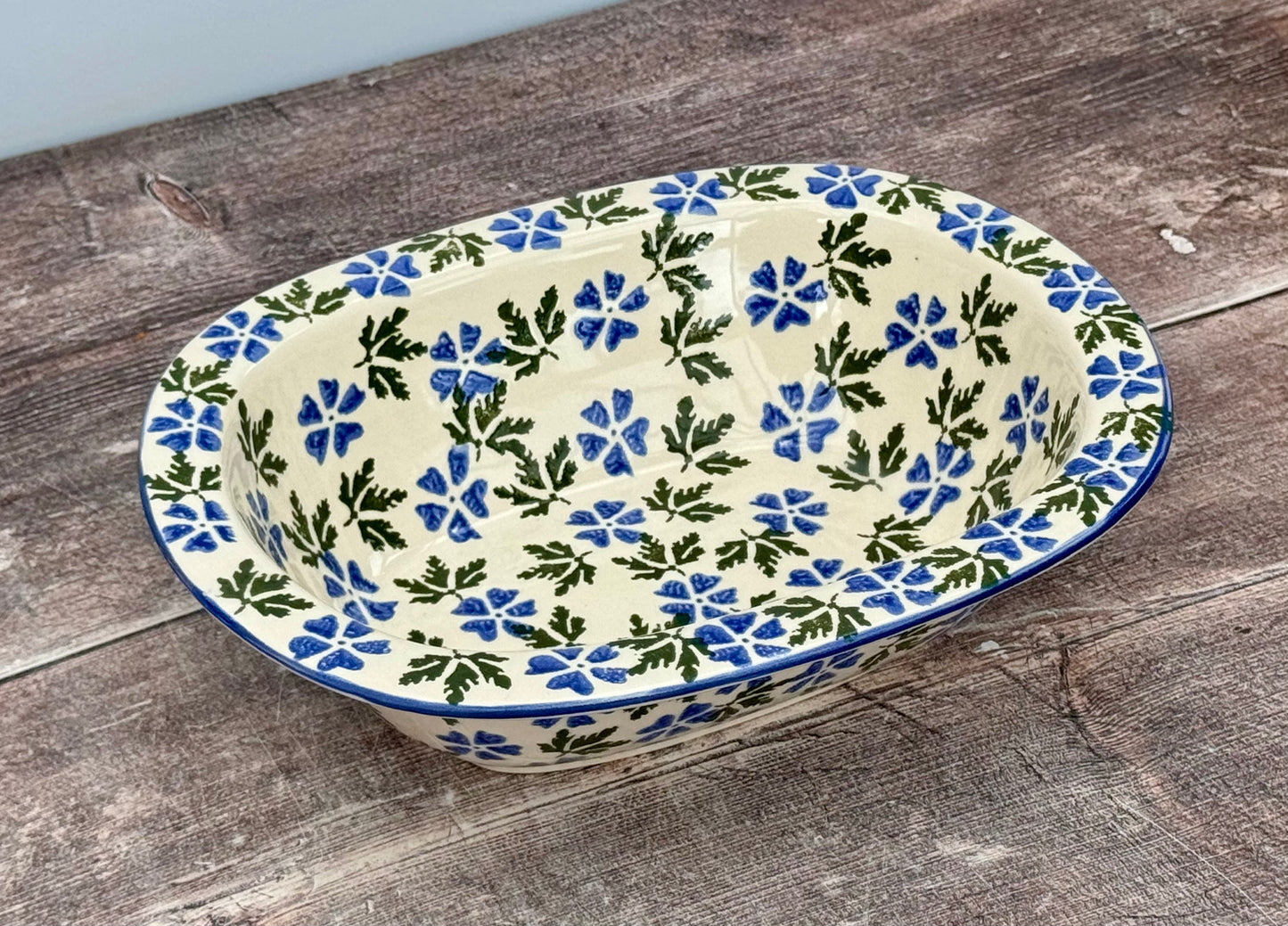 Blue Flower Patterned Baking / Pie Dish, 24cm