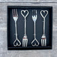 Set of 4 Love Heart Handle Pastry Forks