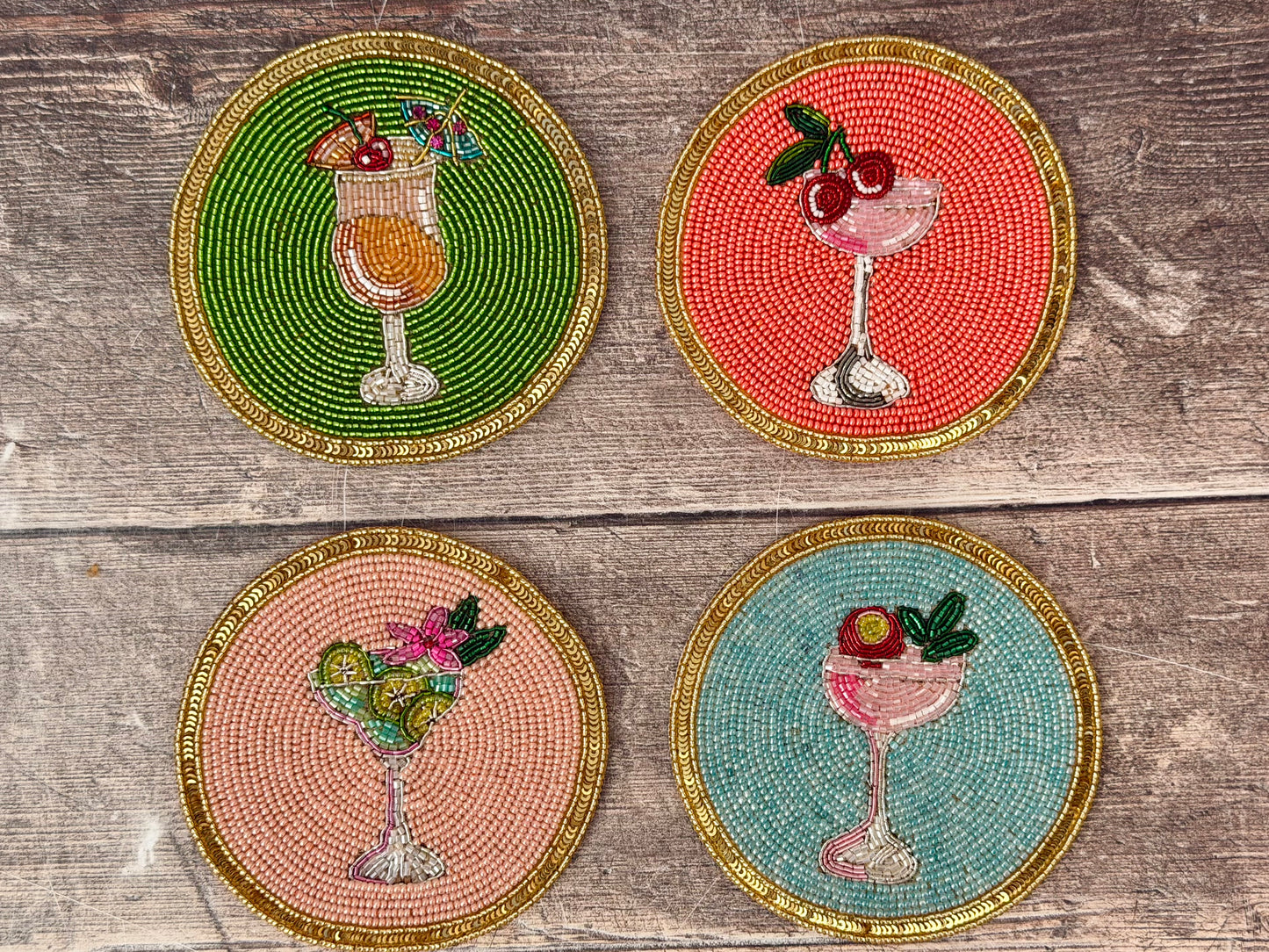 Set of 4 Beaded Cocktail Coasters