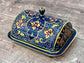 Handpainted Navy Patterned Butter Dish