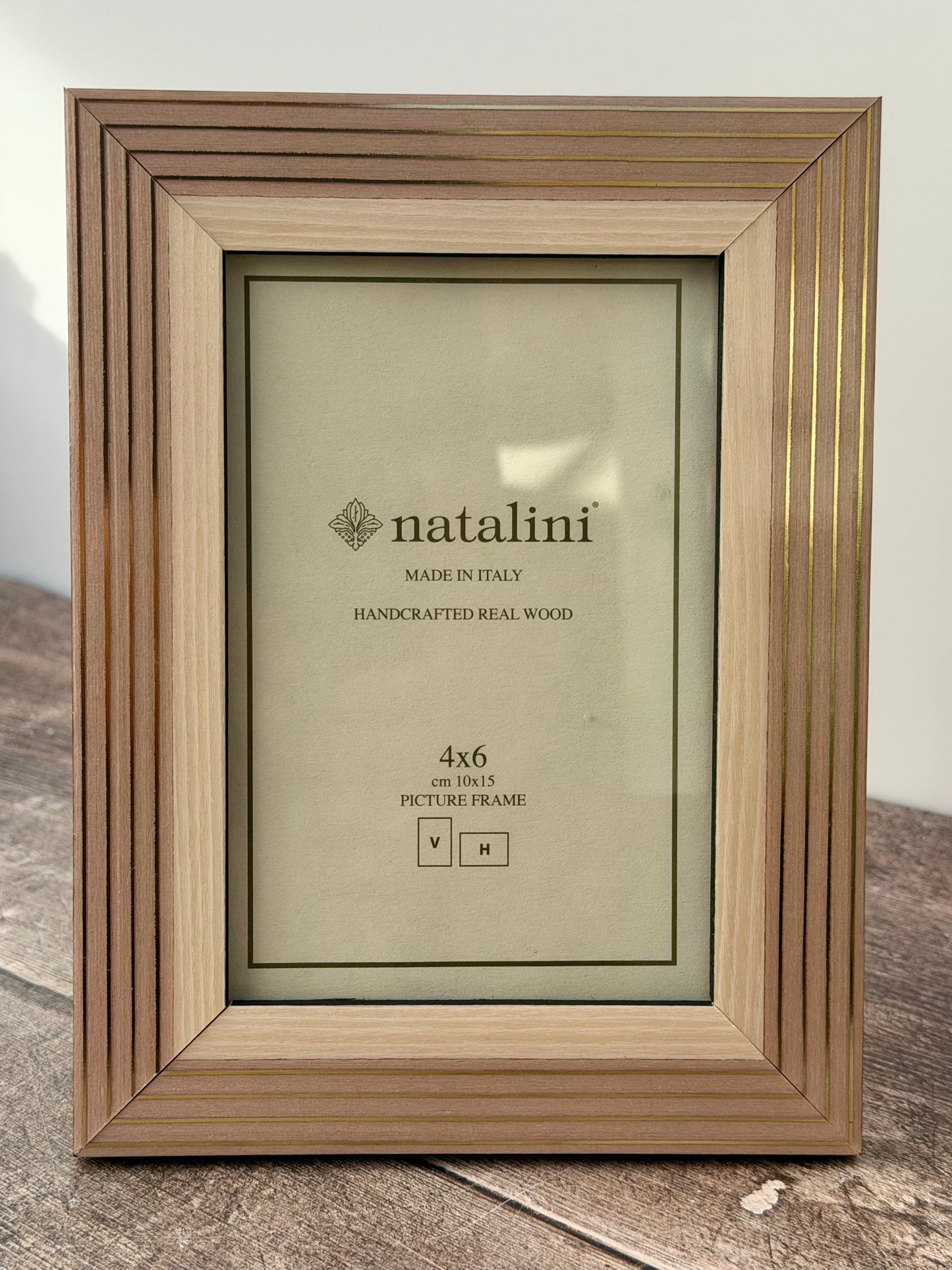 Natalini Pink with Gold Stripes Border Photo Frame 4 x 6