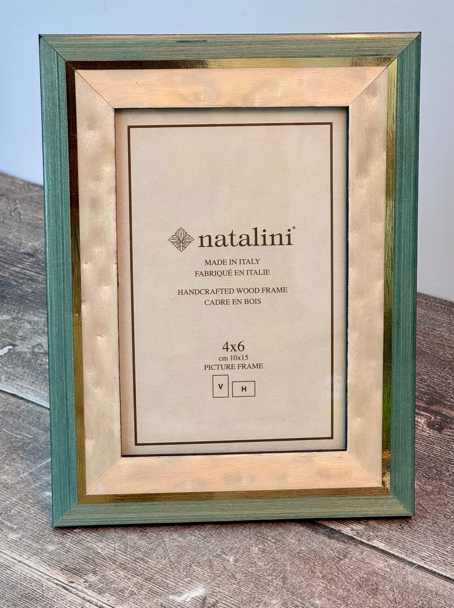 Natalini Cyan and 1 Gold Stripe Photo Frame 4 x 6