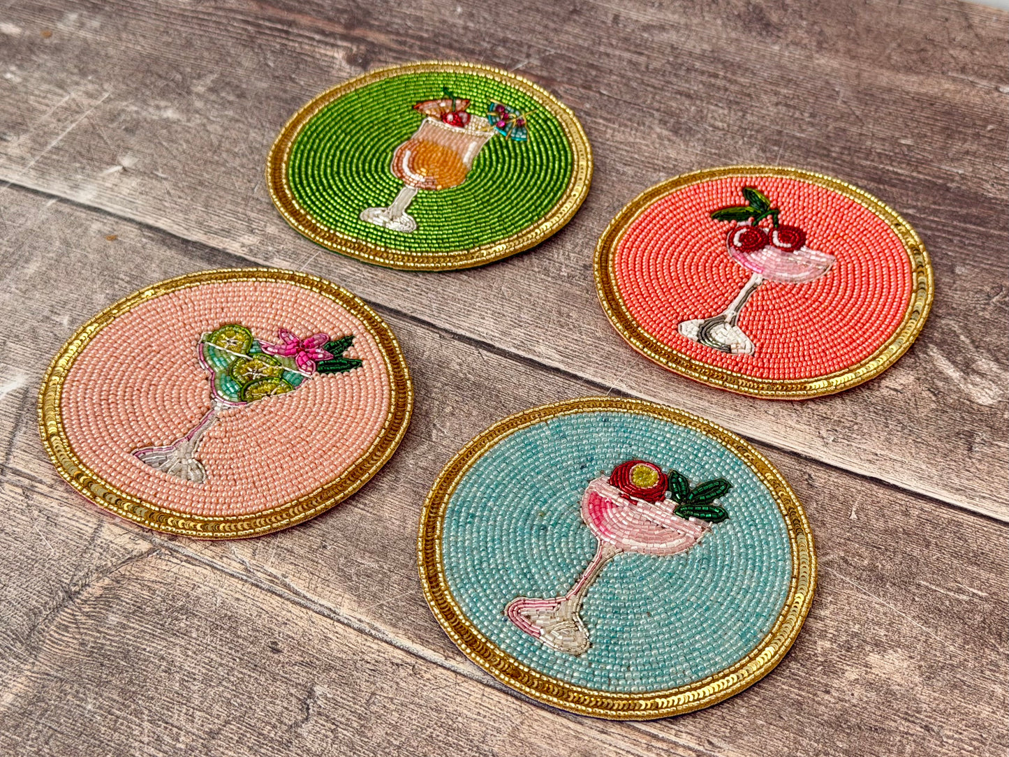 Set of 4 Beaded Cocktail Coasters