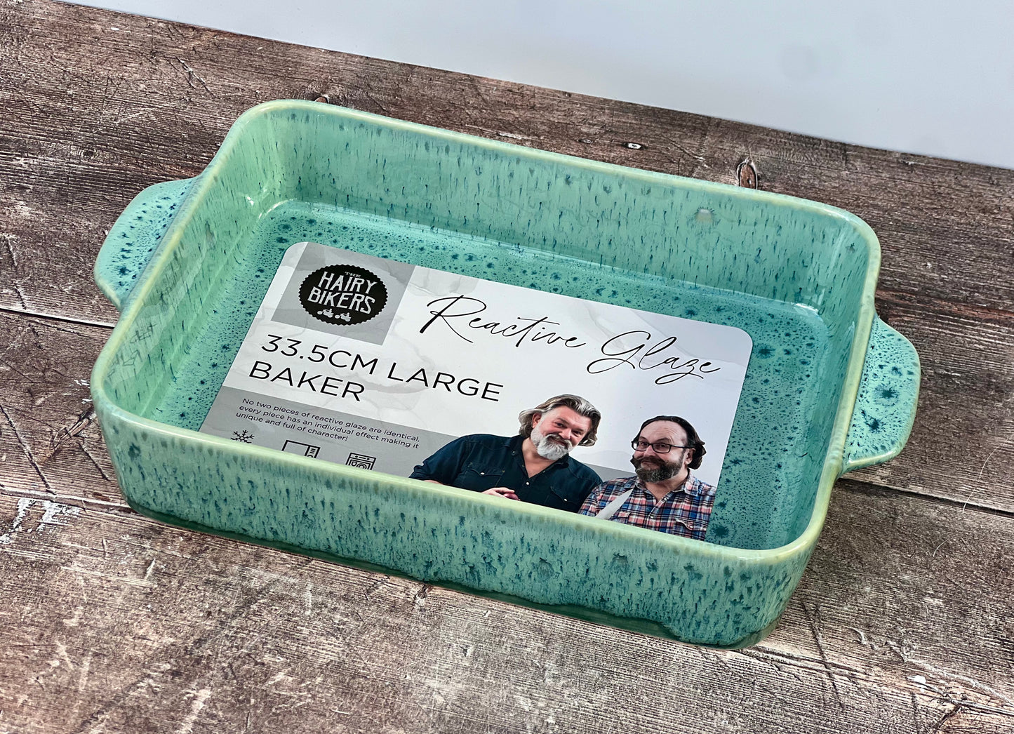 Hairy Bikers Large Green Rectangular Baking Dish with Mottled Base, 33.5cm