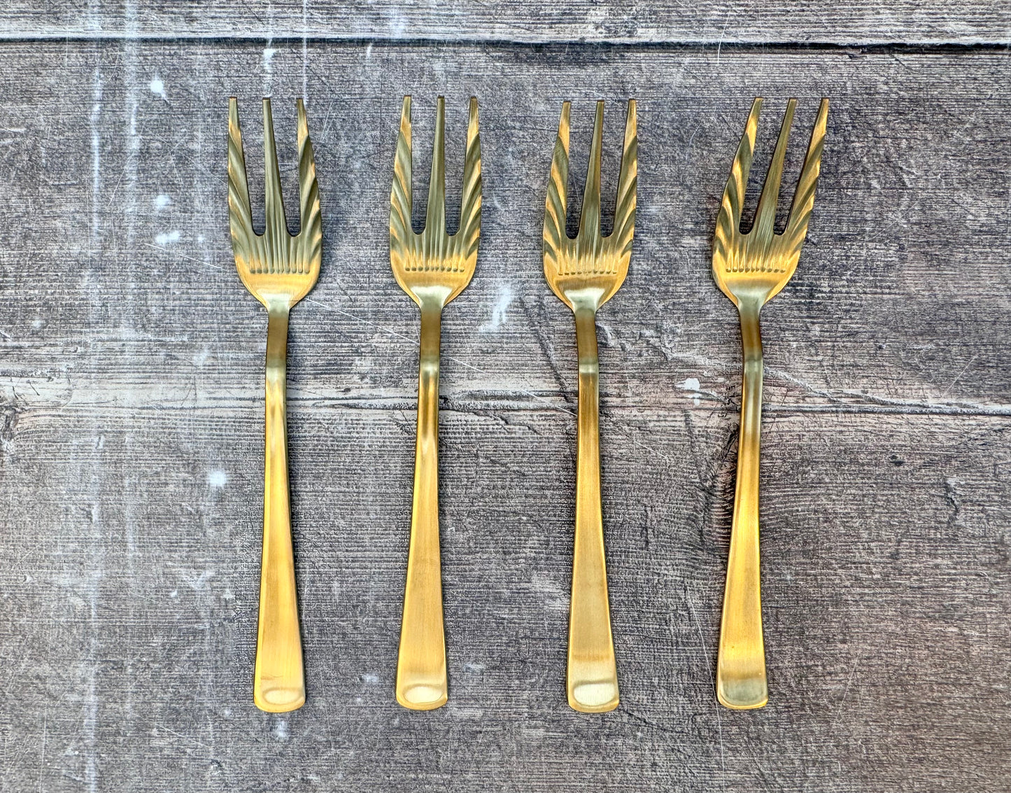 Set of 4 Gold Tone Stainless Steel Pastry/Dessert Forks