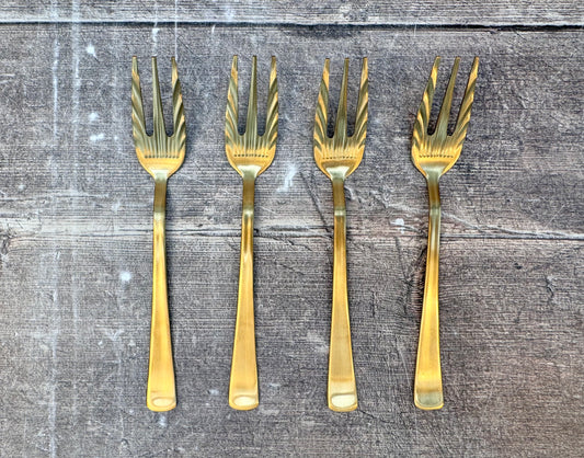 Set of 4 Gold Tone Stainless Steel Pastry/Dessert Forks