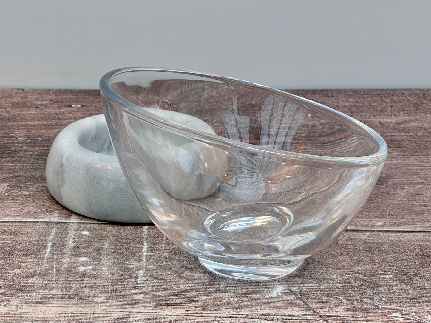 Glass Serving Bowl with Marble Base