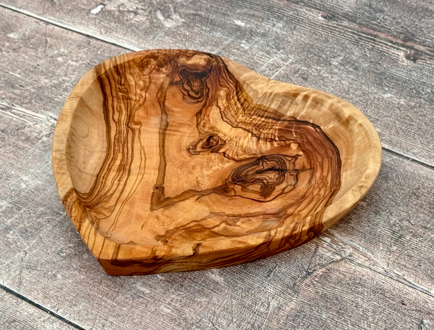 Olive Wood Heart Serving Bowl Dish, 21cm