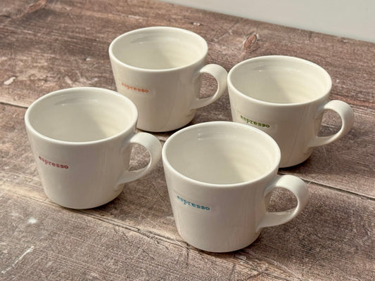 Set of 4 White ‘espresso’ Mugs