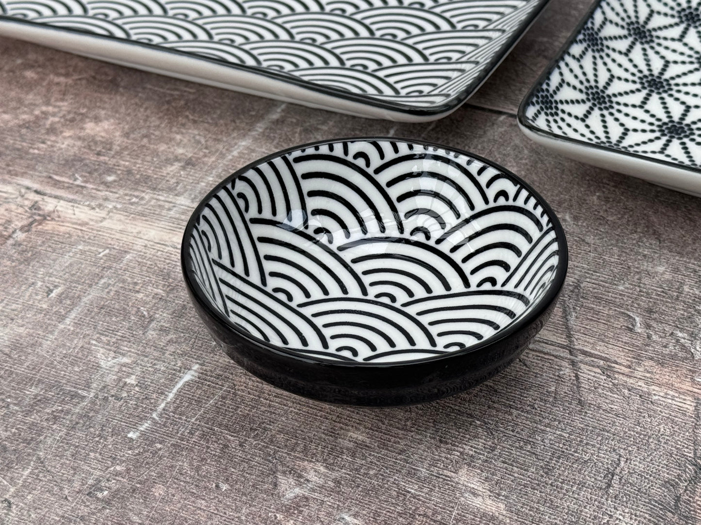 Set of 3 Tokyo Design Studio Black and White Patterned Serving Dishes