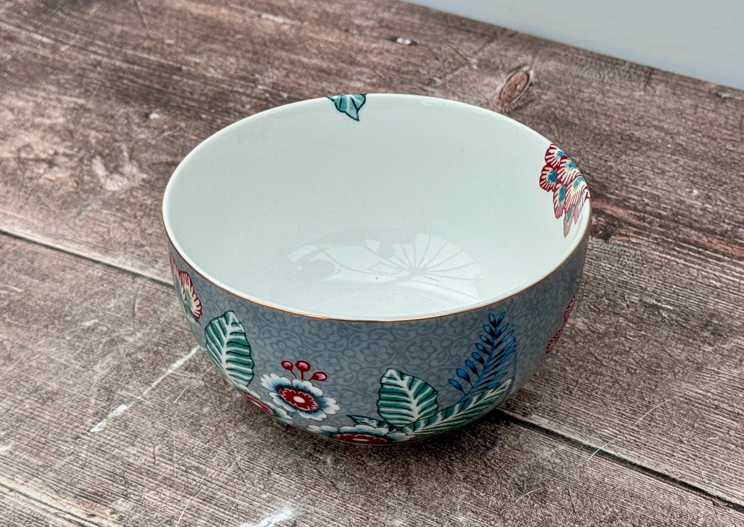 Blue Flower Patterned Bowl, 12cm