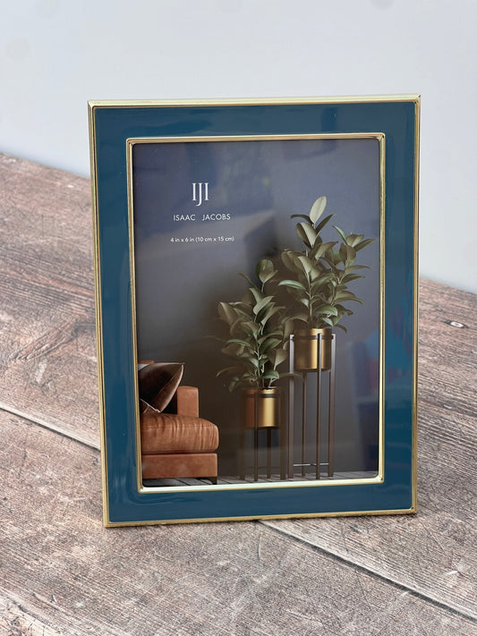 Isaac Jacobs Teal and Gold Tone Border Photo Frame, 4’ x 6’
