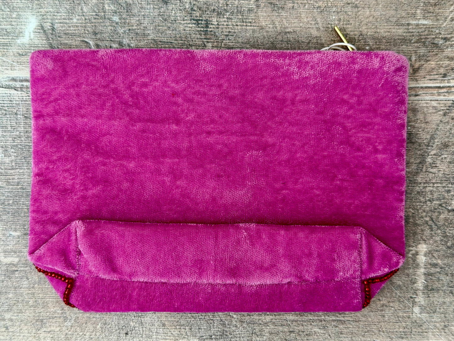 Pink Velvet Beaded Lobster Design Pouch