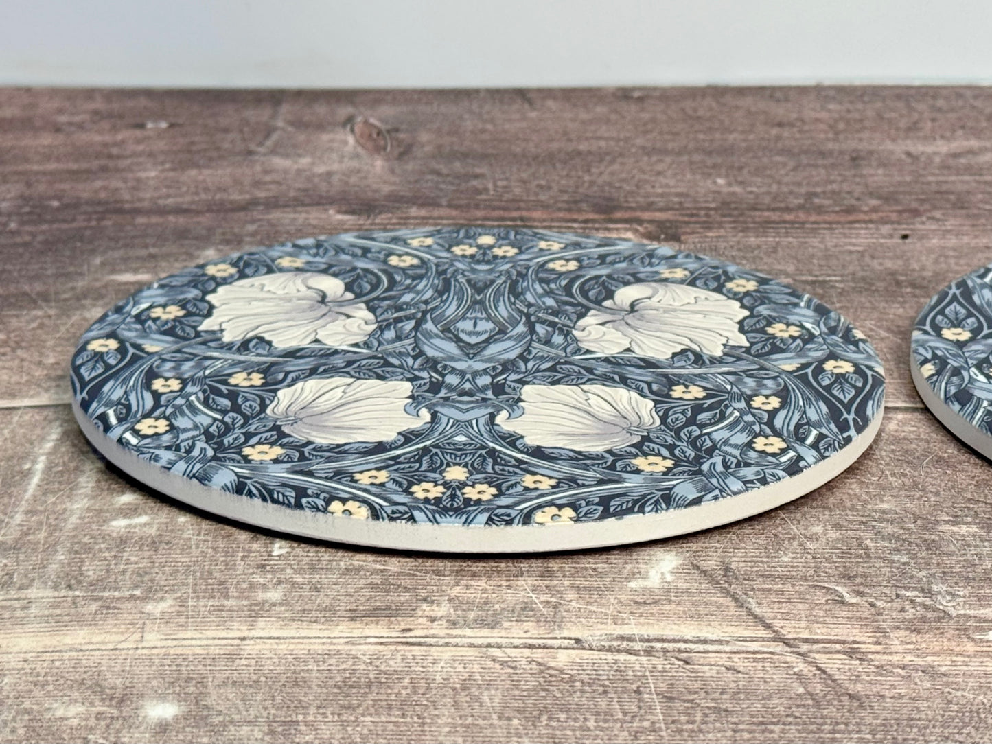 Set of 2 William Morris Blue Pimpernel Trivets, 16cm