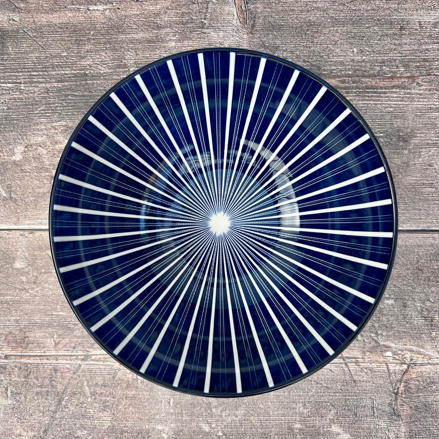 Blue Striped Patterned Serving Bowl, 19.5cm