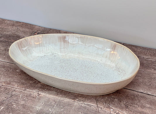 Sand Beige Oval Baking Dish, 36cm