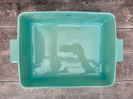 Turquoise and Cream Rectangular Baking Dish, 39.5cm