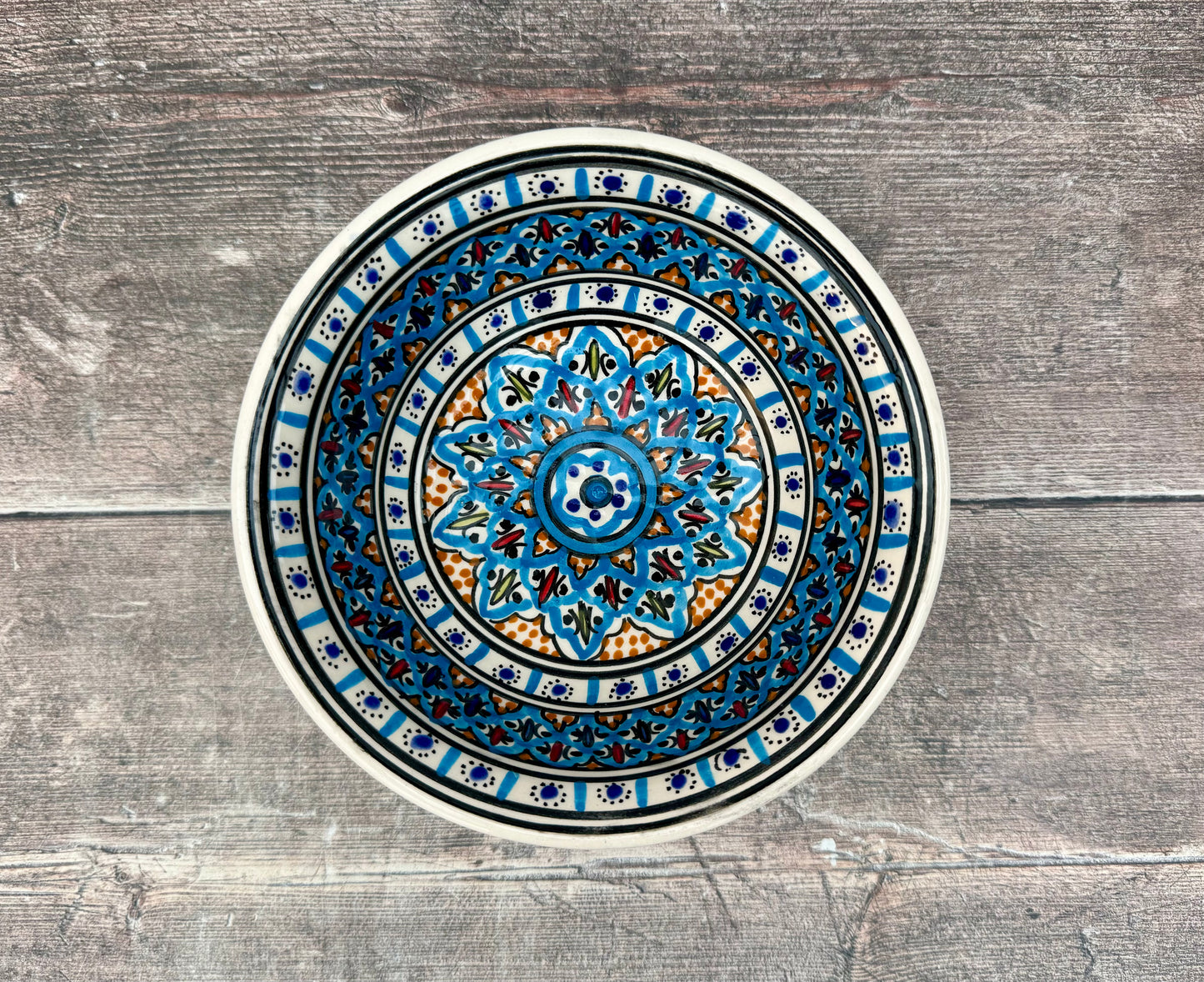 Blue Patterned Cereal/Serving Bowl, 15cm