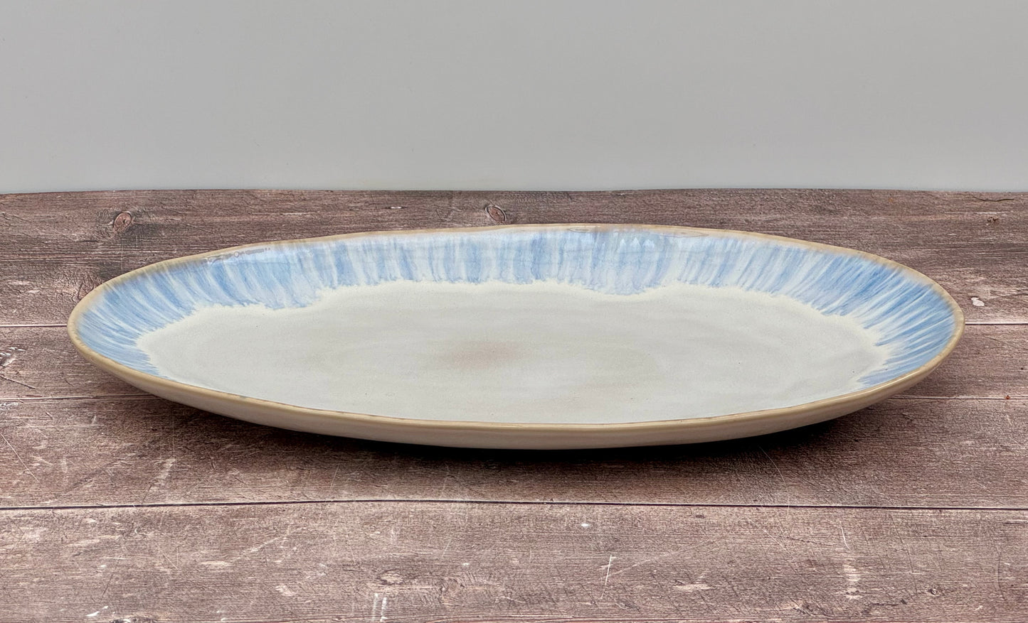 Blue Patterned Oval Serving Plate, 41cm