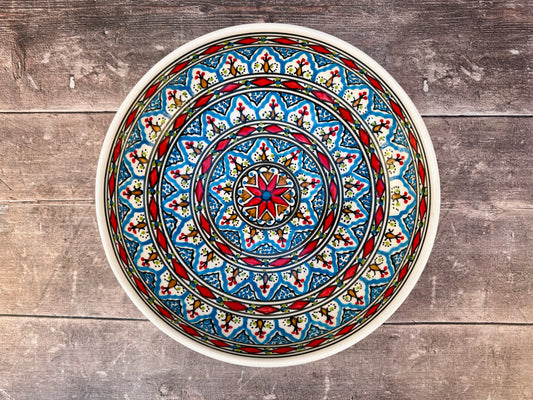 Red Patterned Serving Bowl, 32cm