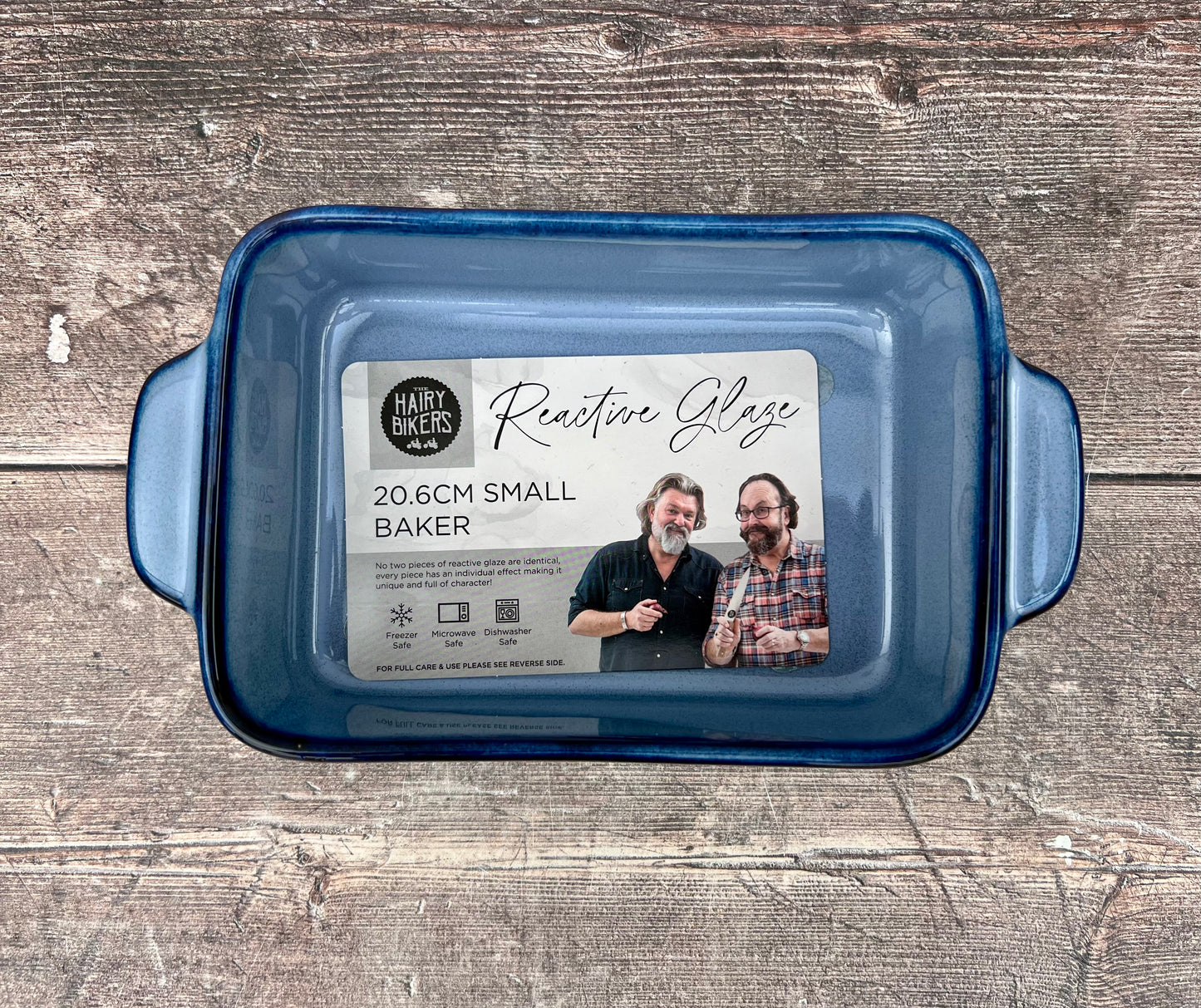 Hairy Bikers Small Blue Rectangular Baking Dish with Blue Rim, 20.6cm