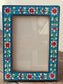 Hand Painted Photo Frame 4’ x 6’ - Pale Blue Flower Design