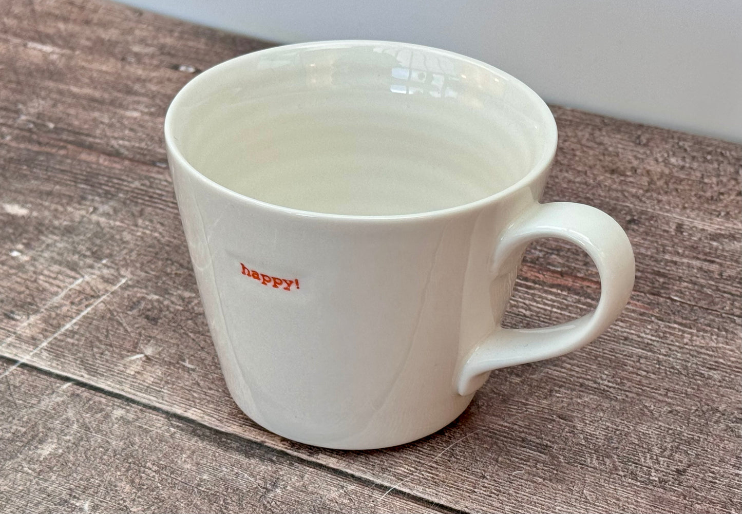 White ‘happy!’ Mug