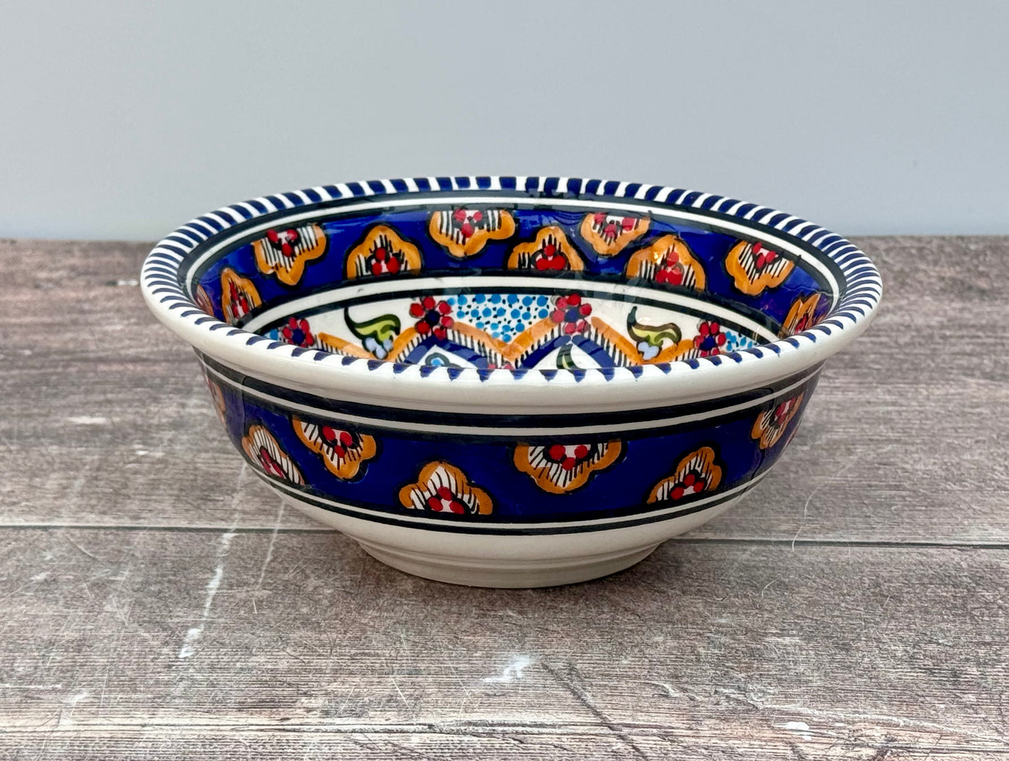 Dark Blue Patterned Cereal/Serving Bowl, 15cm