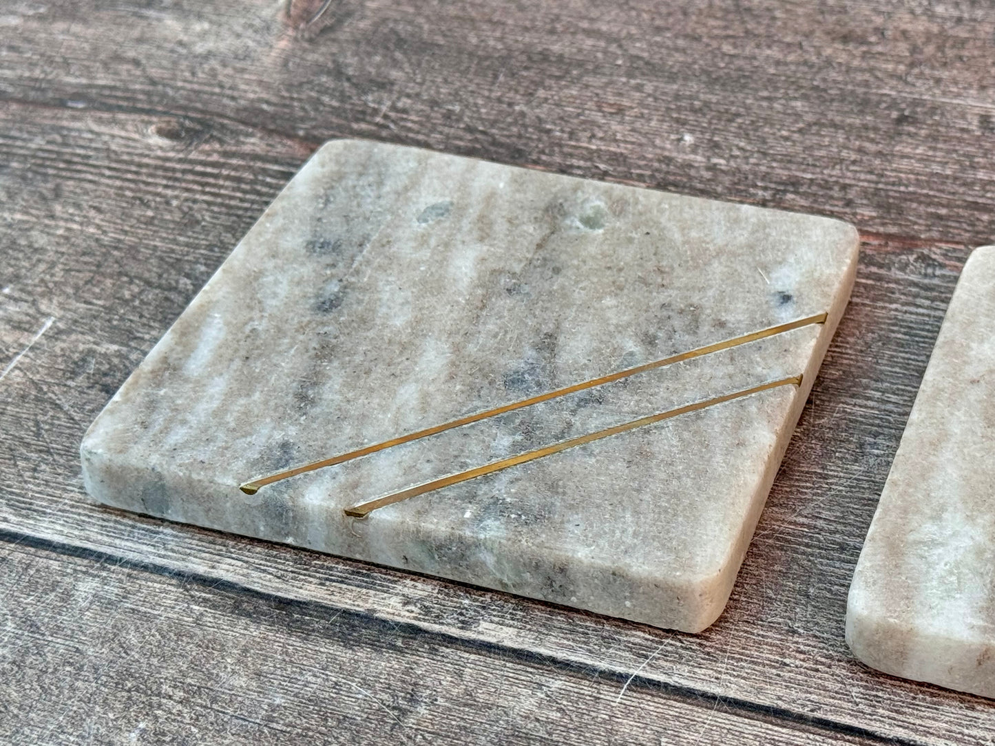 Set of 2 Square Stone Coasters