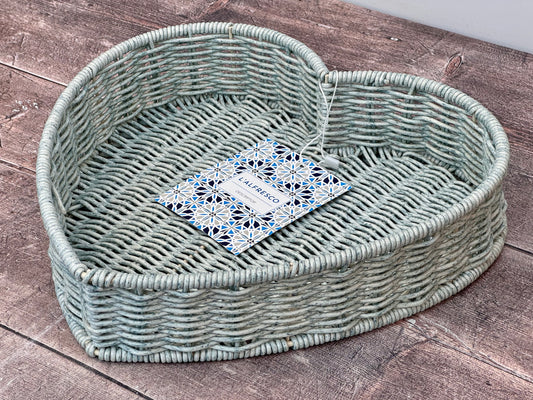 Turquoise Heart Shaped Basket, 28cm