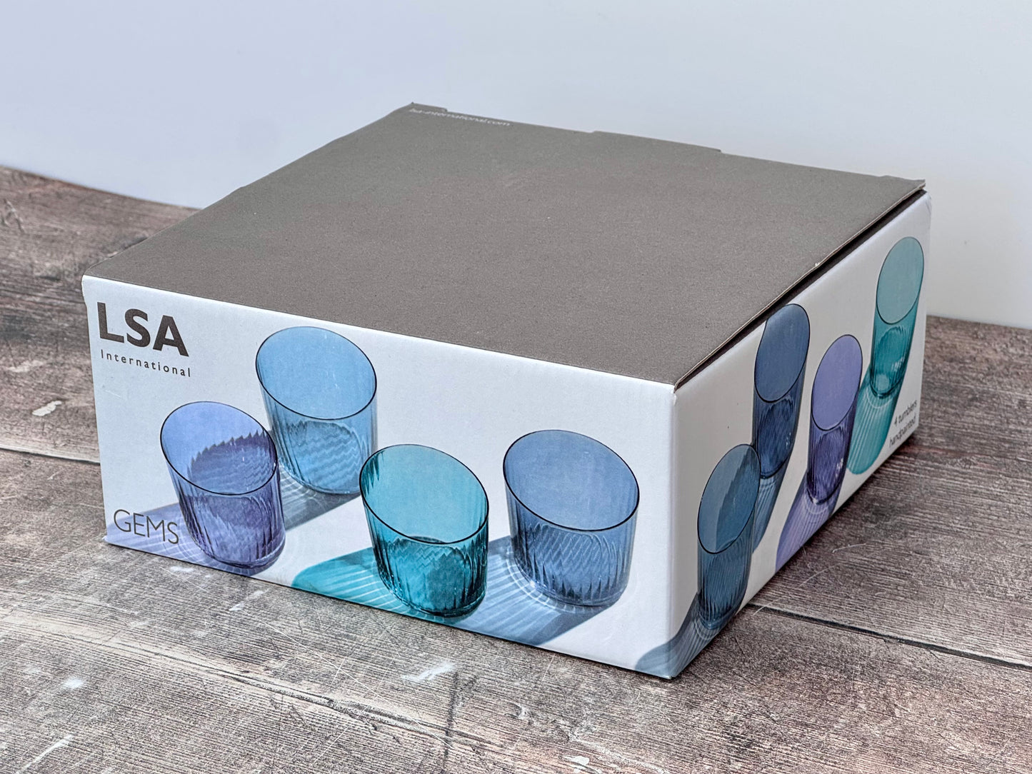 LSA Set of 4 GEMS Blue Glass Tumblers, 310ml