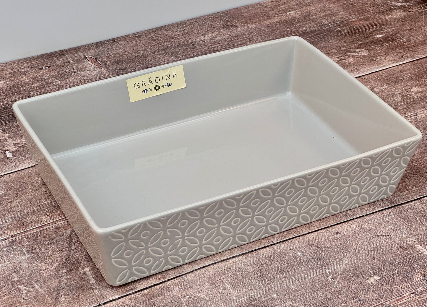 Grey Patterned Rectangular Baking Dish, 33.5cm