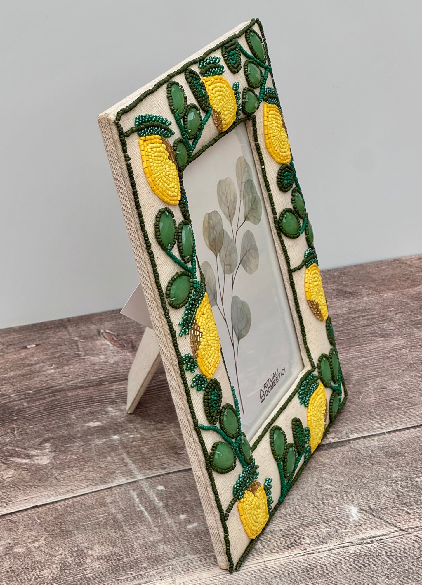 Lemon Beaded Patterned Photo Frame, 5’ x 7’