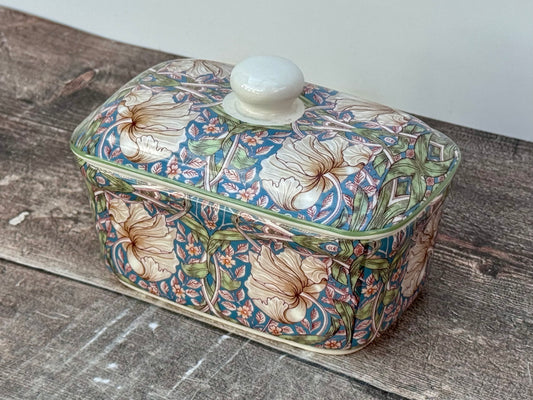 William Morris Blue Pimpernel Floral Patterned Butter Dish