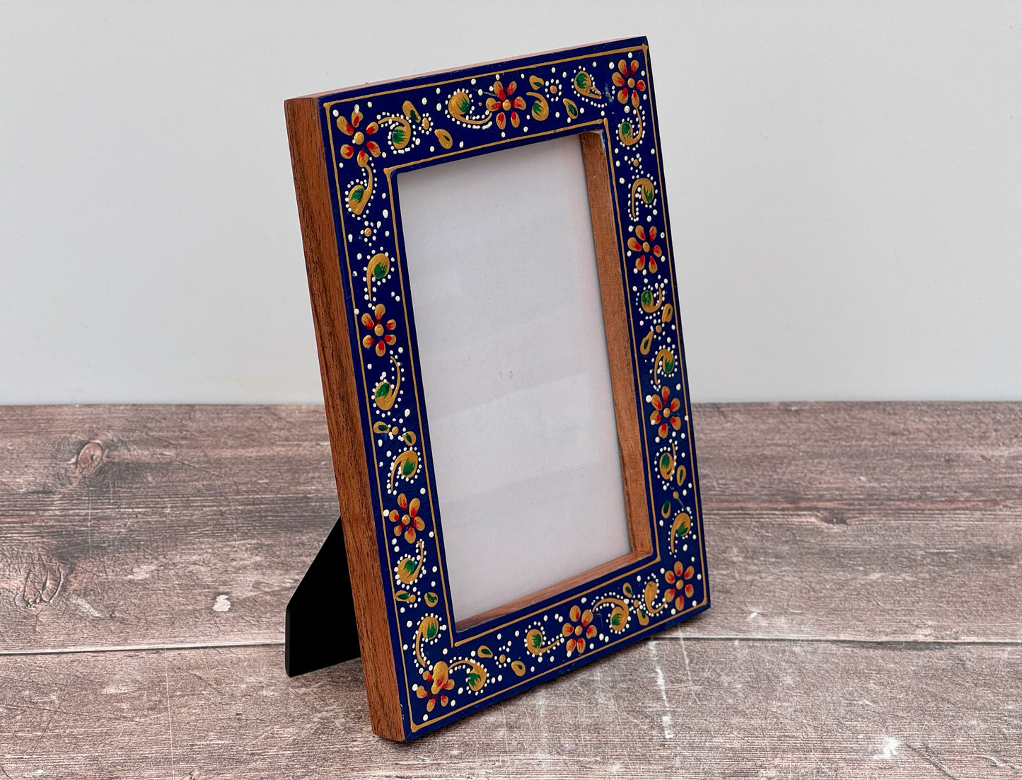 Hand Painted Photo Frame 4’ x 6’ - Navy and Gold (Design 4)