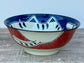 Red, Blue and White Cat Patterned Japanese Bowl, 20cm