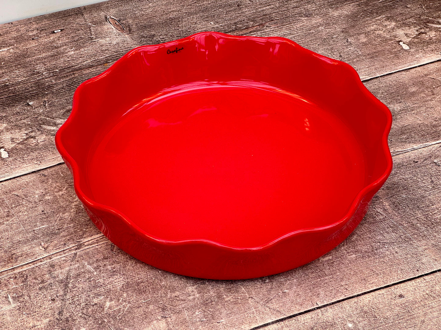 Red Wavy Edge Baking / Pie Dish, 27cm