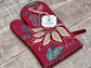 Red Flower Patterned Oven Glove