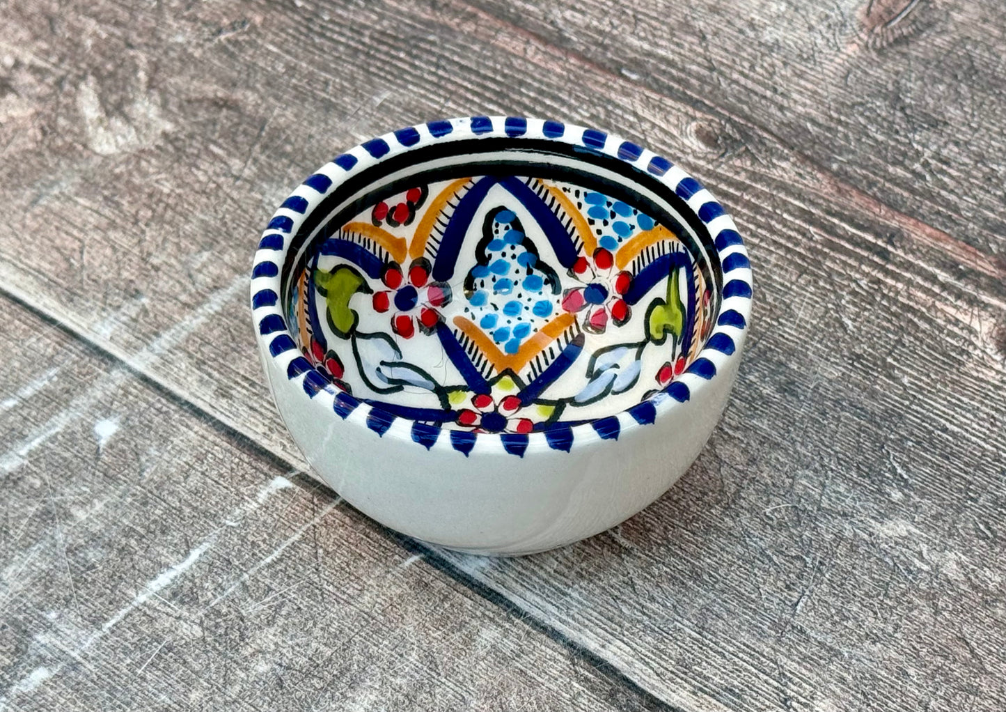 Blue Patterned Dipping Bowl, 7.5cm