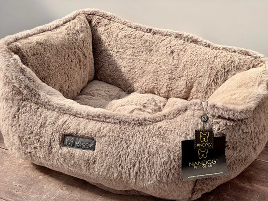 Nandog Pet Gear Brown Fluffy Soft Reversible Dog Bed, 52cm