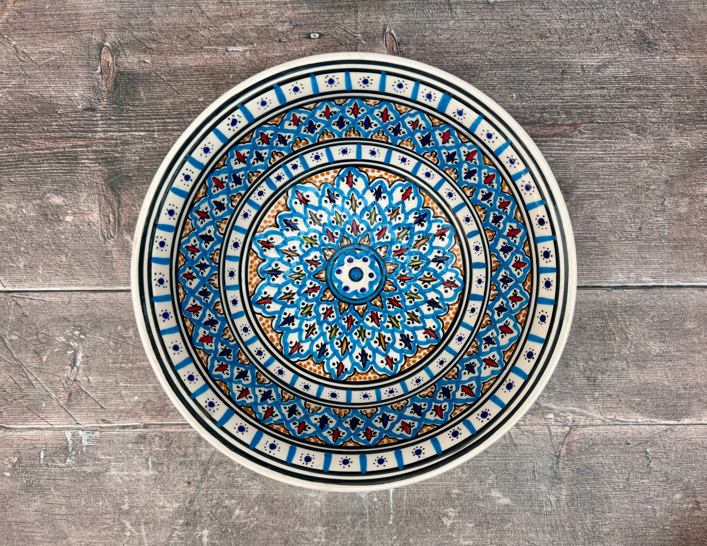 Blue Patterned Deep Serving Bowl, 25cm