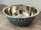 Hand Painted Stainless Steel Serving Bowl / Dish - Blue Flower Design